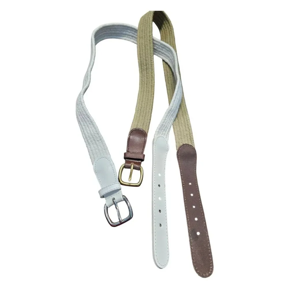 Set of 2 Cloth Braided Belts Tan and White Womens size Large